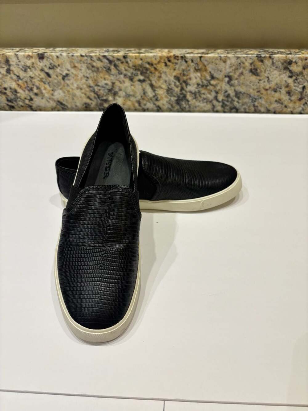 Vince Blair Leather Slip-On Platform Sneakers in Black